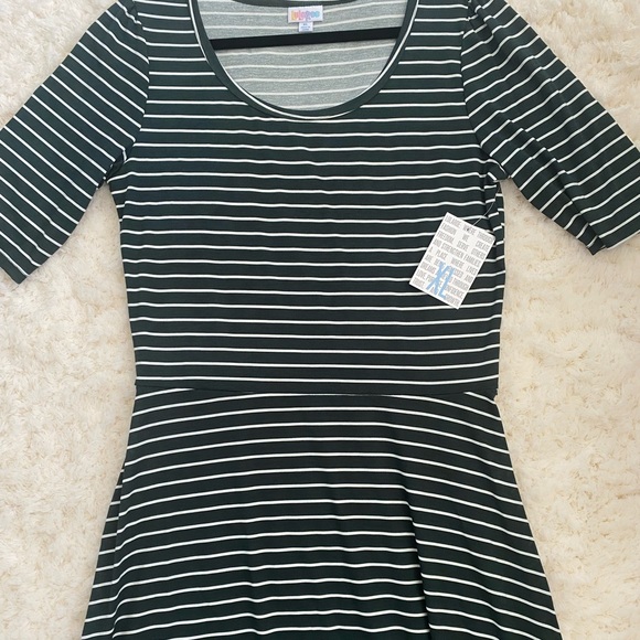 LuLaRoe Ana Green and White Stripe Dress NWT - Picture 1 of 4
